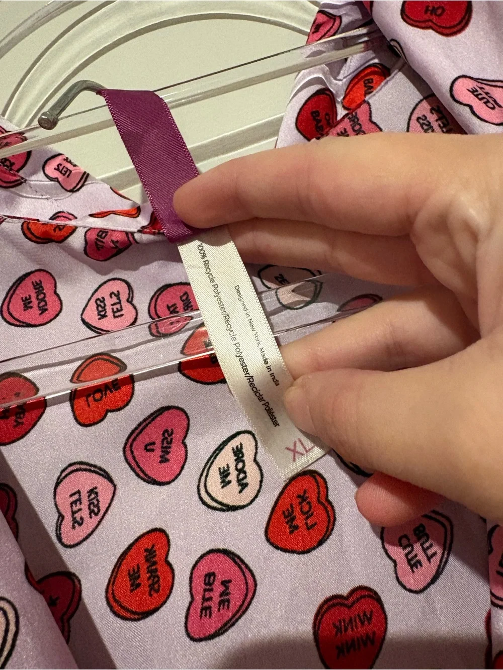 Adore Me Sammi Candy Heart Print Pajama Set Pink size XL